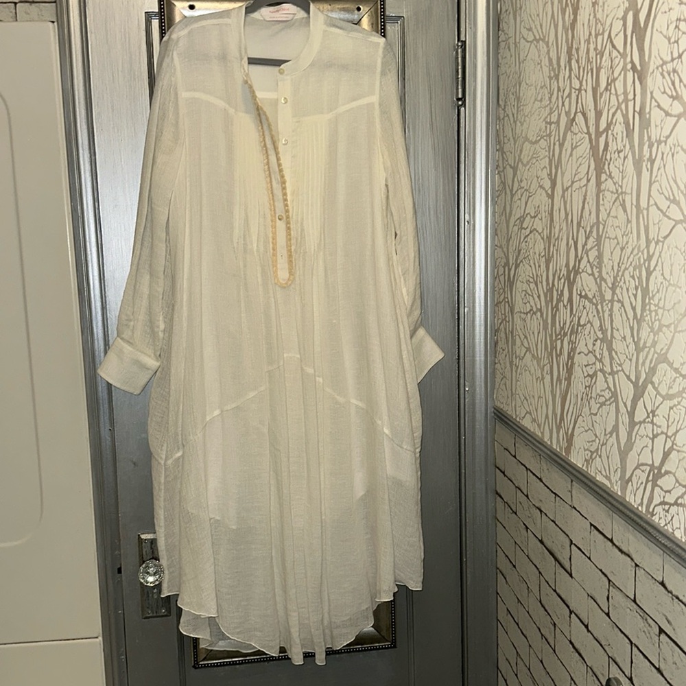 See by Chloe Off White Linen Cotton Blend Dress Size 40 Made In Portugal BNNT